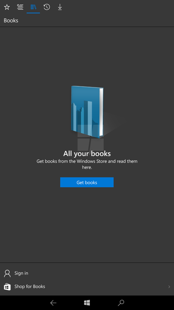 INincio tienda libros electrónicos en Windows 10