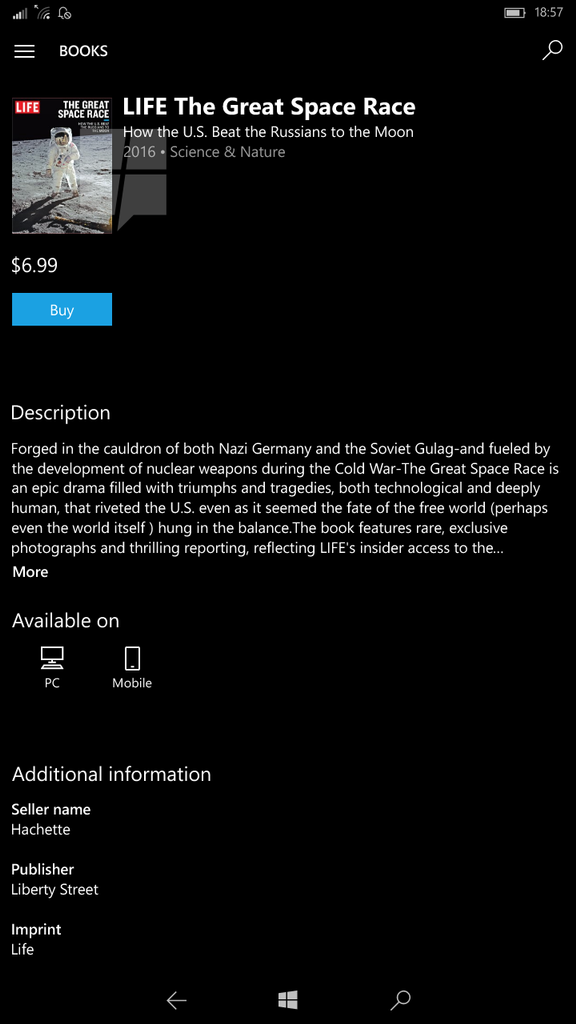 Compra de libro electrónico en Windows 10