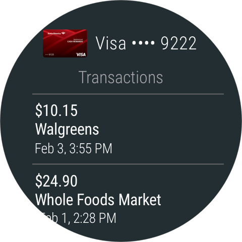 Resumen de uso en Android Pay en Android Wear 2.0