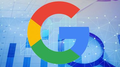 Logo de Google con fondo azul