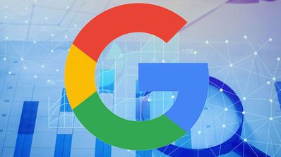 Logo de Google con fondo azul