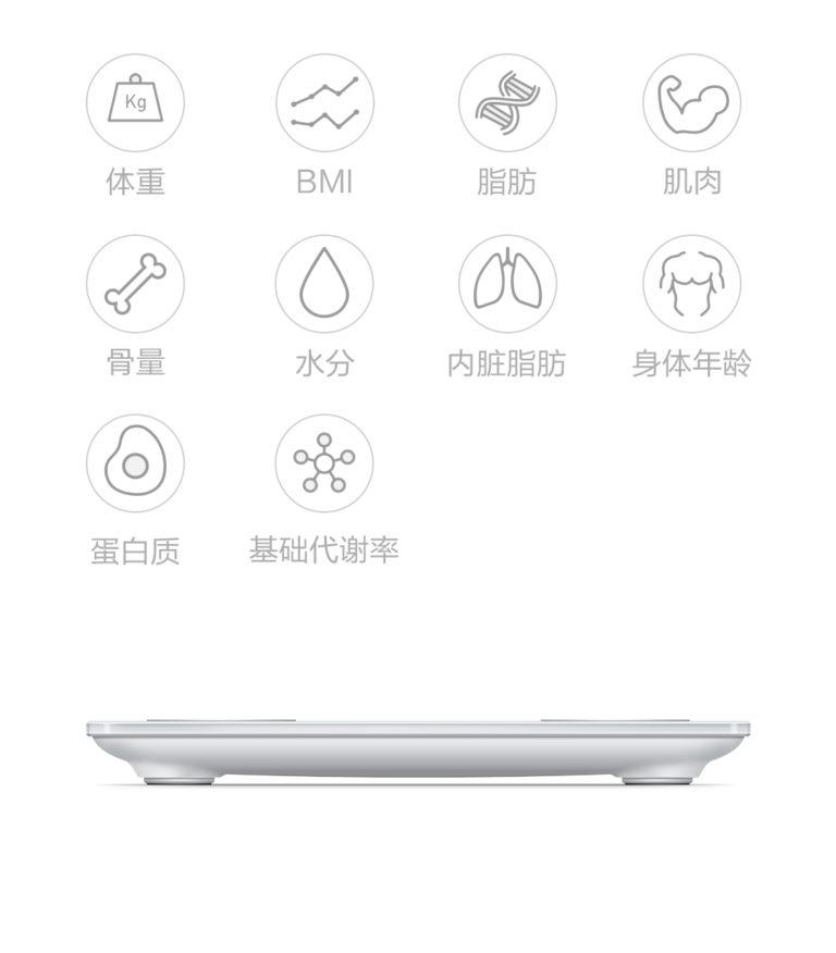 Lateral y opciones de la báscula Xiaomi Yunmao Good light Mini 2