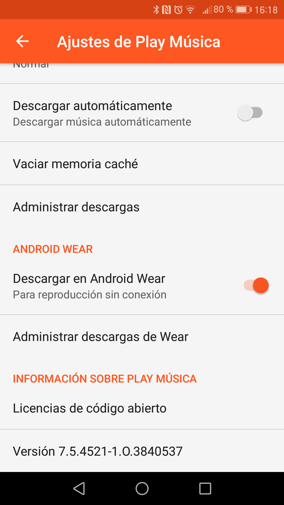 Activar apso de canciones desde teléfono a Android Wear
