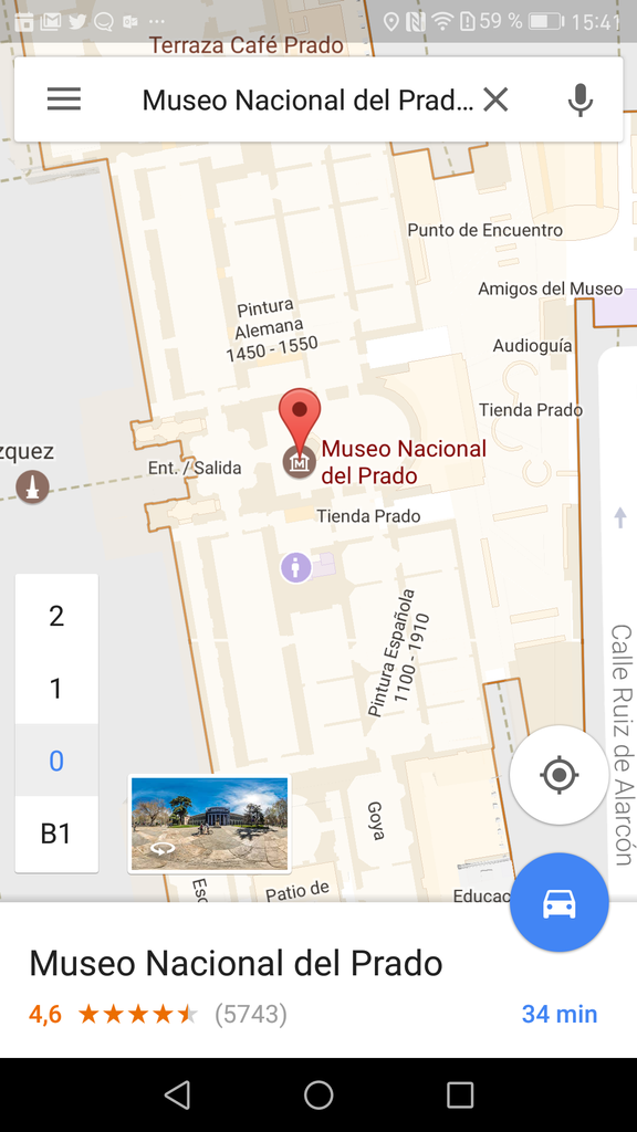 Mapa interior Museo del Prado en Google Maps