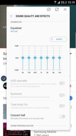 Ecualizador de SoundAssistant para el Samsung Galaxy S8