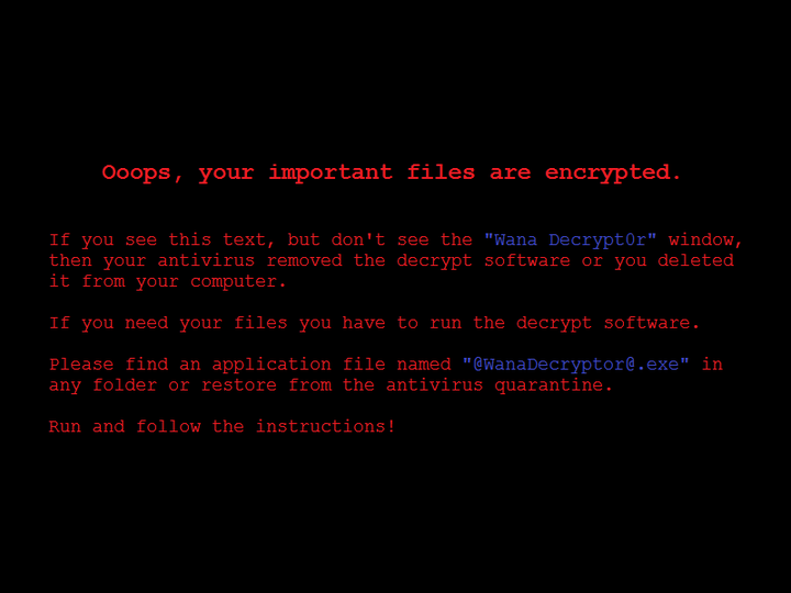 Aviso de ransomware WannaCry