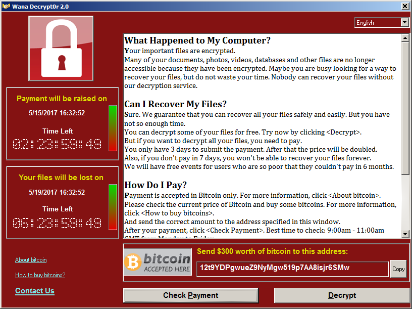 Inforamación de ransomware WannaCry