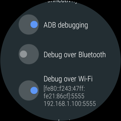 Opciones ADB en Android Wear