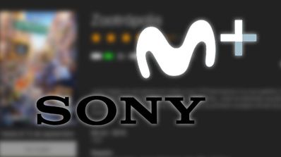 Logos Movistar+ y Sony con fondo aplicaicón