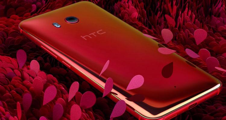 Teléfono de color rojo HTC U11