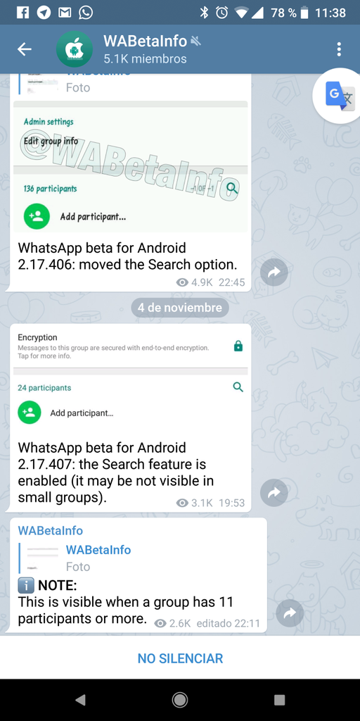 Copiar texto en Telegram