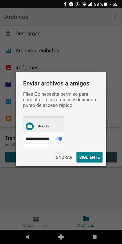 Transferir archivos con Files Go