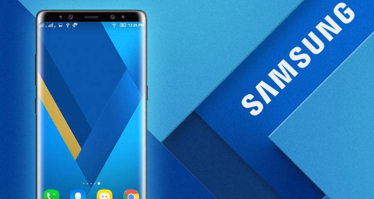 Samsung Galaxy A8 de 2017 con fondo azul