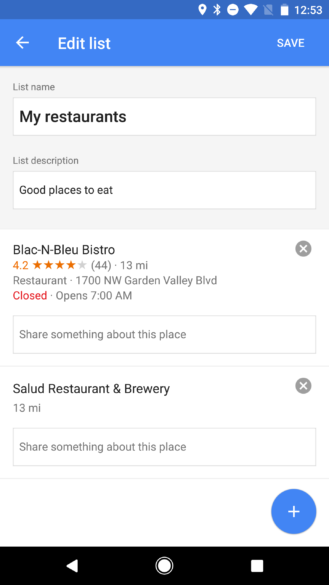 Añadir notas en localizaciones litas de Google Maps