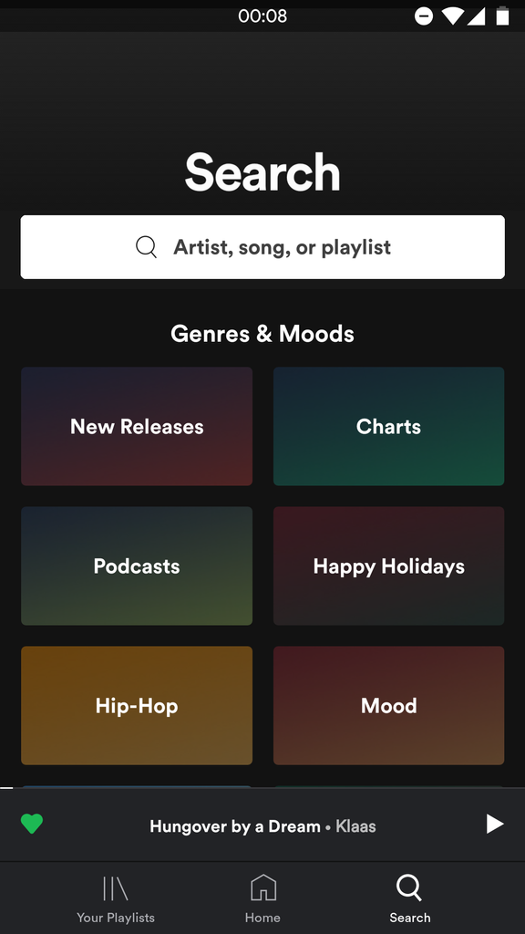 Nueva barra de búsqueda en Spotify