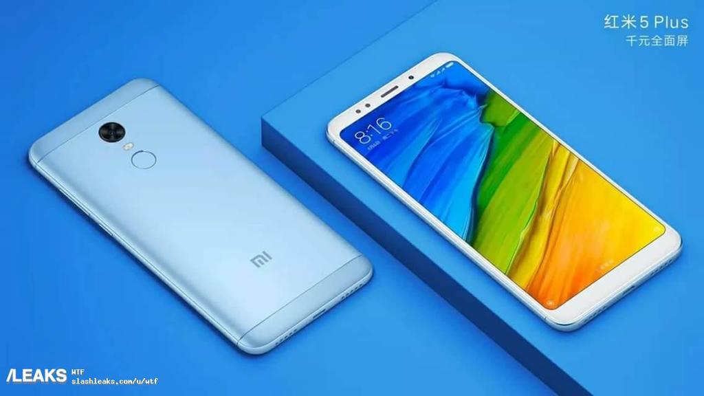 Xiaomi Redmi 5Plus con fondo azul