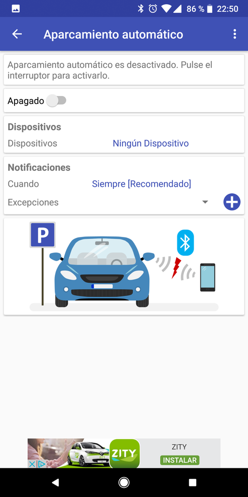 Uso de Bluetooth en ParKing para recordar siempre dónde has aparcado