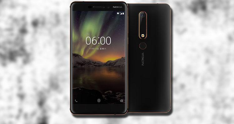 Nuevo teléfono Nokia 6 2018 con fondo blanco y negro