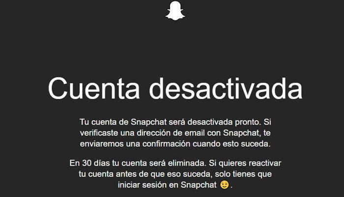 Eliminar cuenta Snapchat