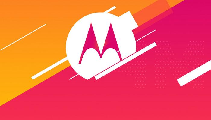 Logo Motorola con colores naranja y rosa