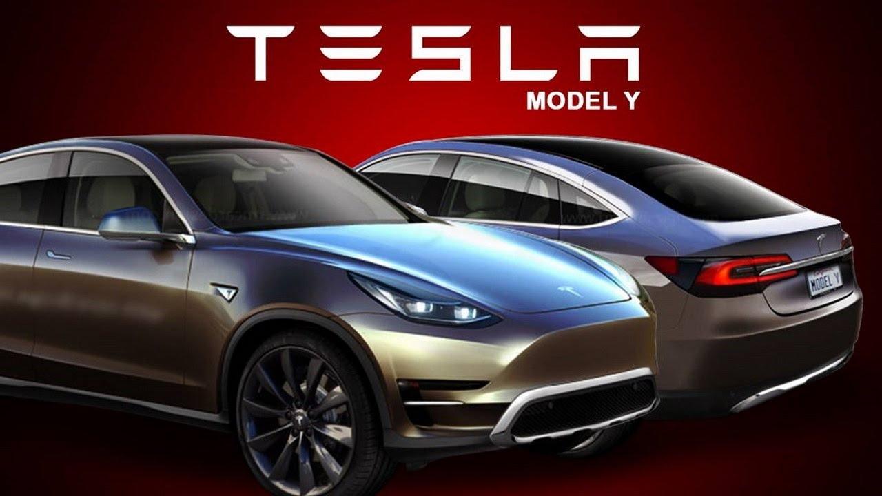 Diseño del Tesla Model Y con fondo rojo