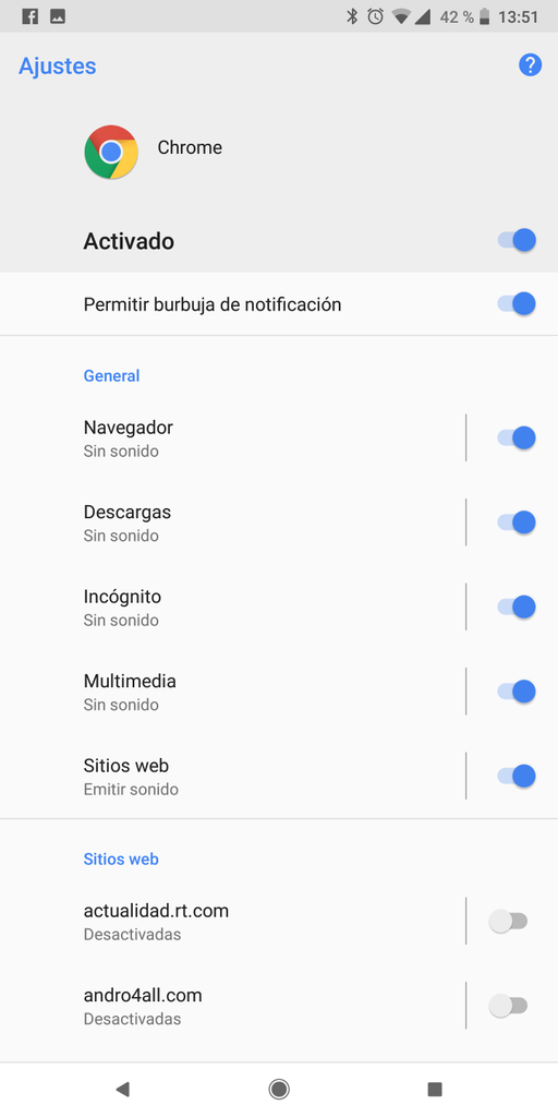 Opciones para dejar de recibir notificaciones en Chrome