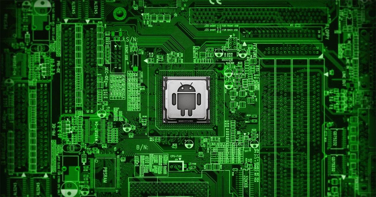 hardware Android logo con fondo verde