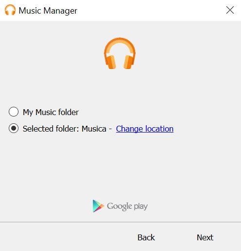 Carpeta en Google Play Music Manager