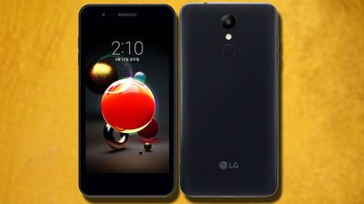 Teléfono LG X2 con fondo amarillo