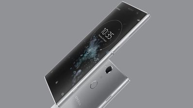 Imagen del teléfono Sony Xperia XA2 Plus con fondo gris
