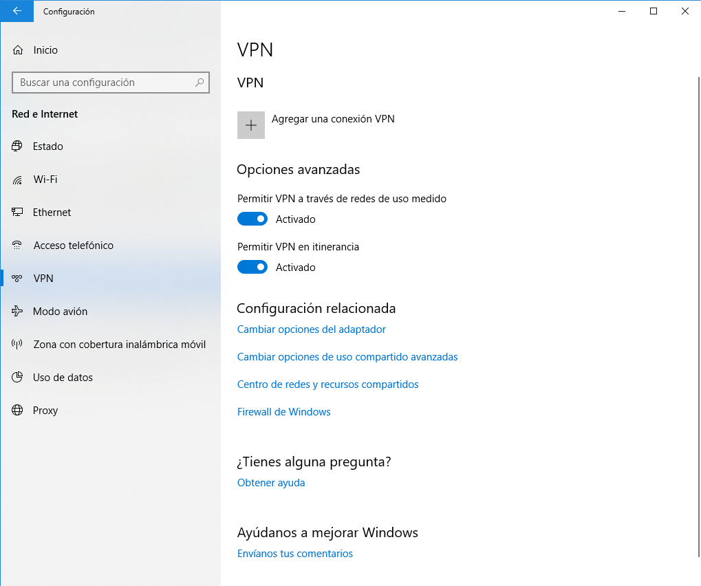 Crear una VPN en Windows 10