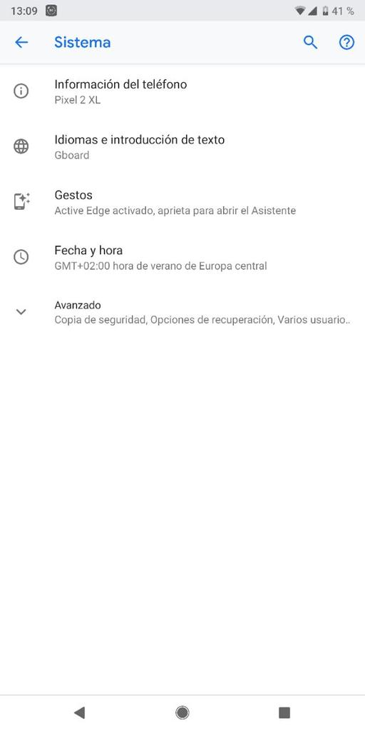Activar gestos en Android Pie