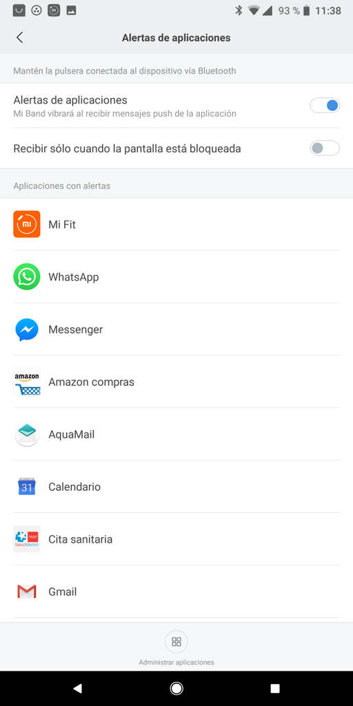 Alerta de aplicaciones en la Xiaomi Mi Band 3