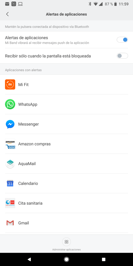Gestión Apps en Xiaomi Mi Band 3