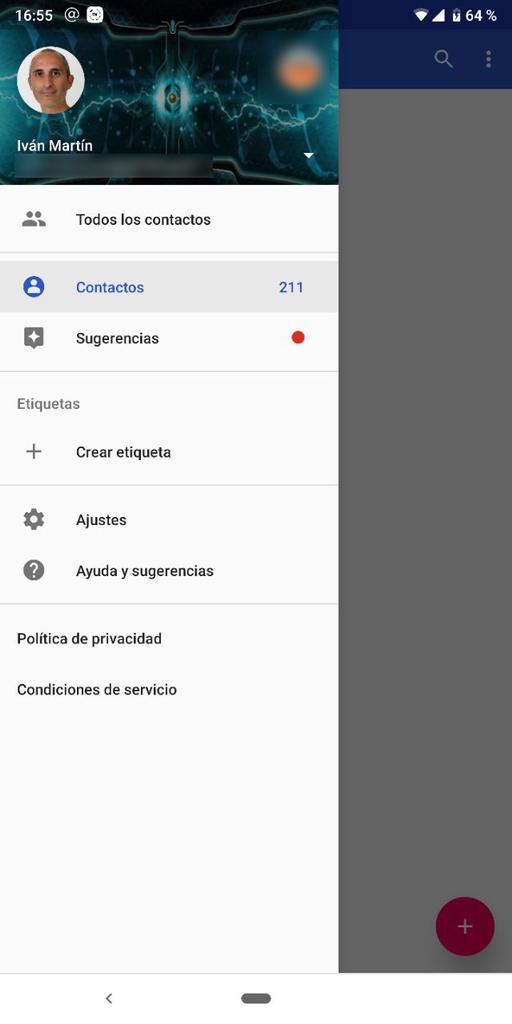 Aplicación Google para hacer una copia de seguridad de los contactos