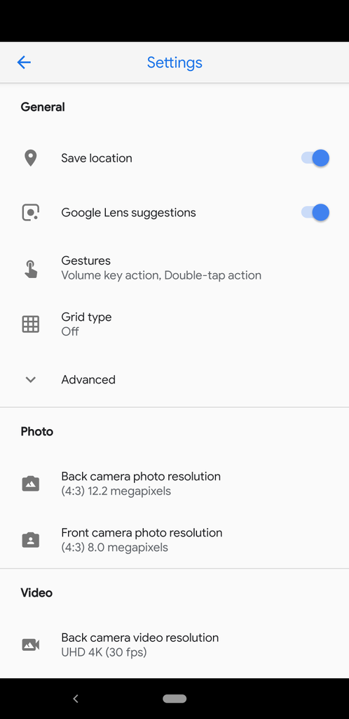 Opciones Ajustes Google Pixel 3 XL