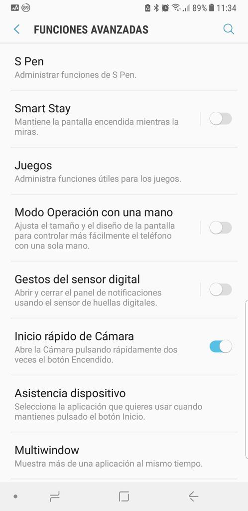 Ajustes avanzados del Samsung Galaxy Note 9