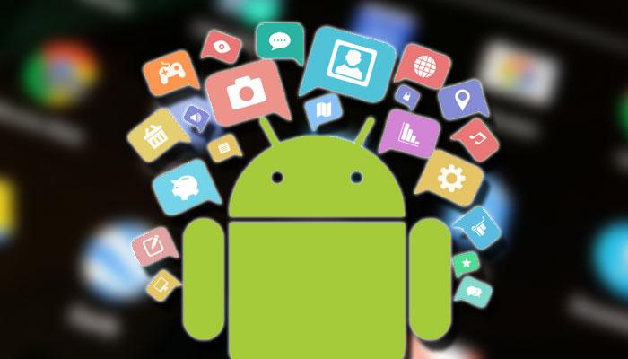 Aplicaciones con loso Android y fondo negro
