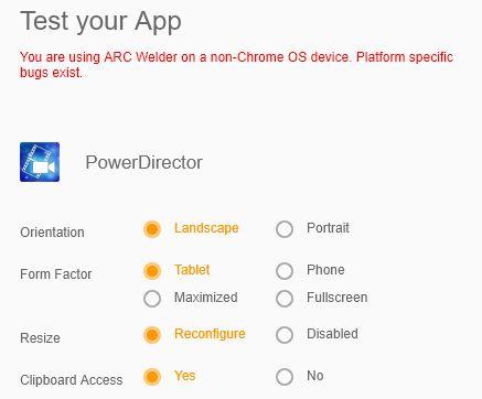 Opciones para ejecutar aplicaciones Android en Google Chrome con ARC Welder