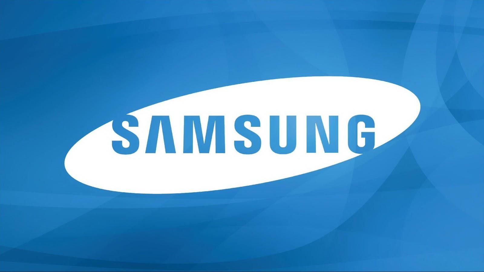 Logotipo de Samsung con fondo azul