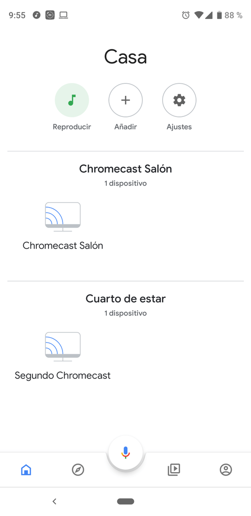 Interfaz de Google Home para Chromecast