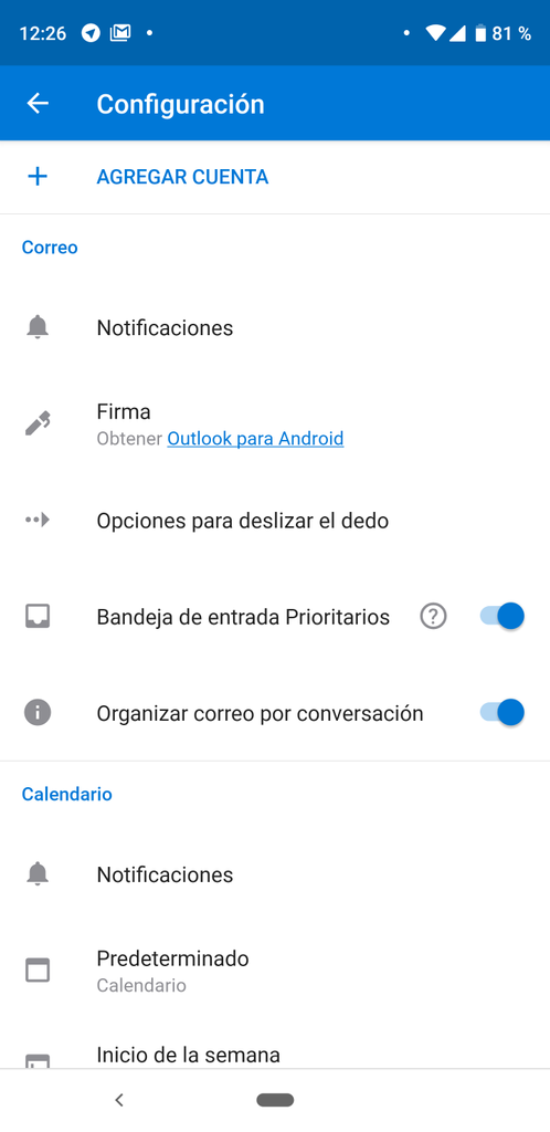 Ajustes para configurar una cuenta de Gmail en Outlook