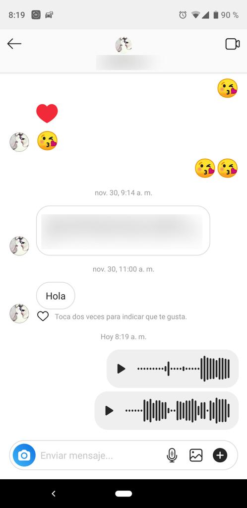 Mensaje de voz en Instagram Direct
