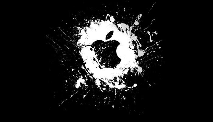 Logotipo negro de Apple con fondo negro