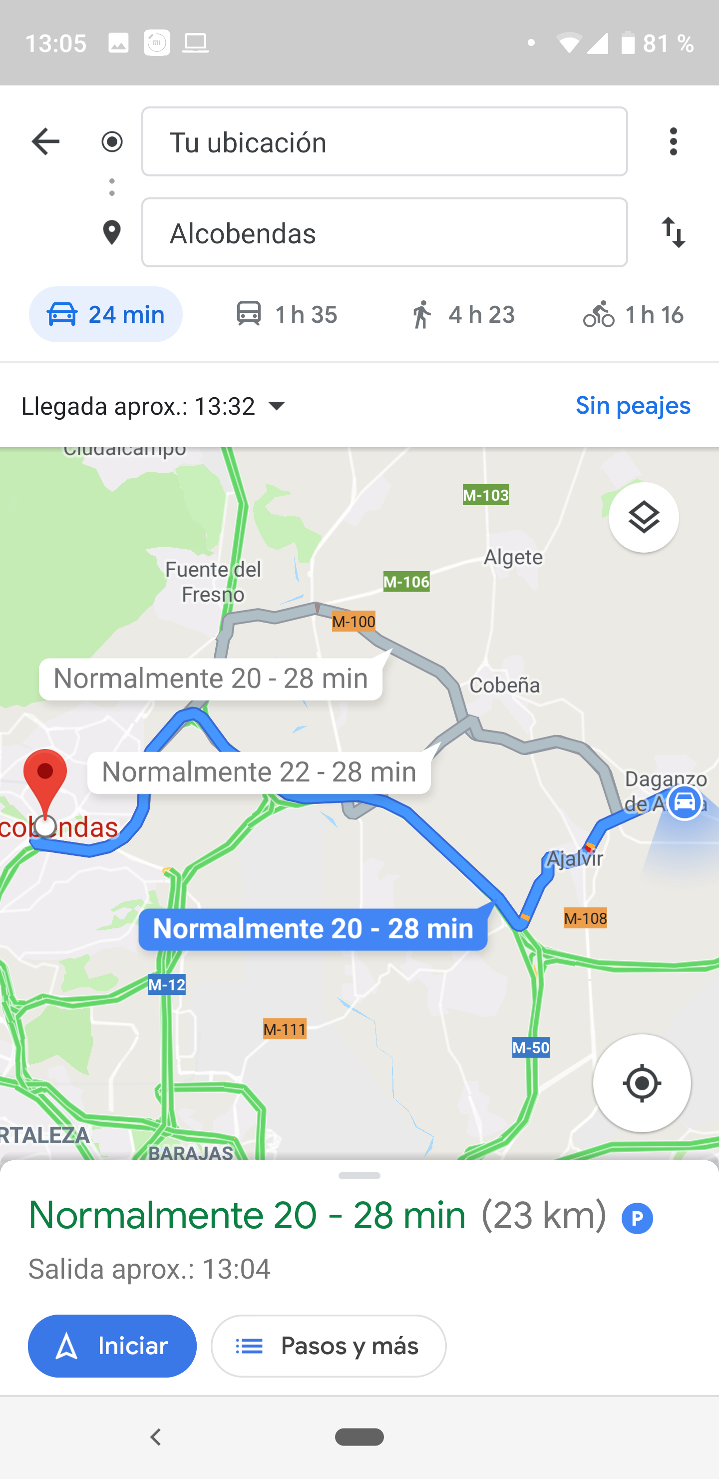Cómo establecer horas de salida y llegada al crear una ruta en Google Maps