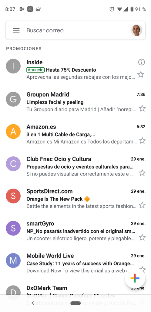 Nueva interfaz de la aplicación Gmail