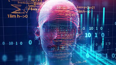 Inteligencia Artificial con cara y fondo negro