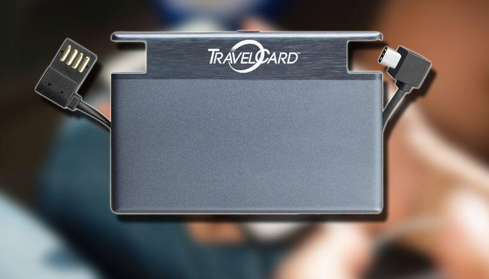 Batería externa TravelCard con fondo de teléfono
