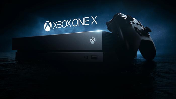 Consola Xbox One X con fondo negro