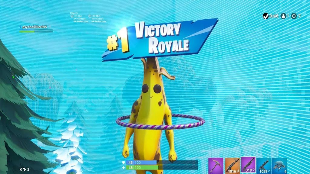 Uso de la skin Peely en Fortnite